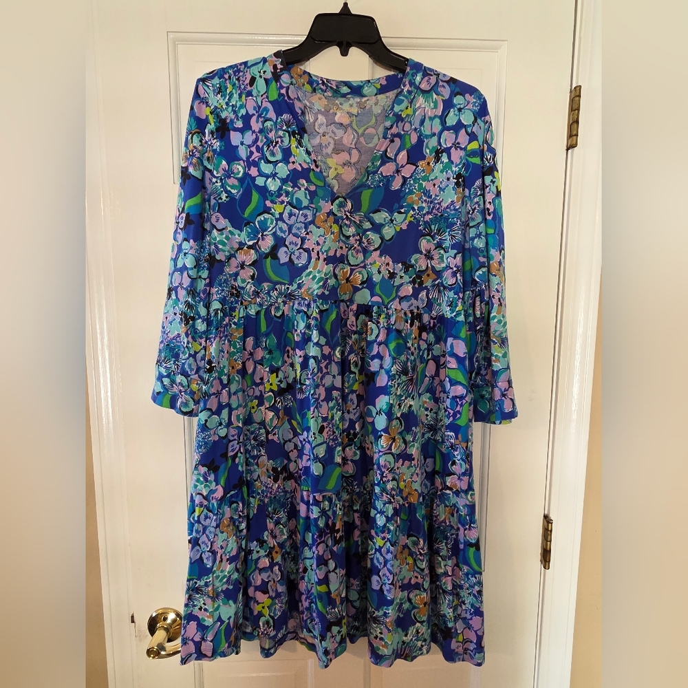 Lilly Pulitzer Floral Dress in Blue and Purple